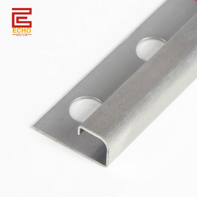 Grey Metal Tile Edging Strips 304 Stainless Steel Brushed Tile Trim 12.5mm