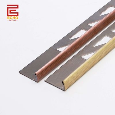 Outdoor Straight Stainless Steel Tile Trim Flat Metal Edge Trim 10mm