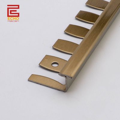 CE ISO 6mm Stainless Steel Tile Trim Metal Brass Tile To Tile Floor Trim