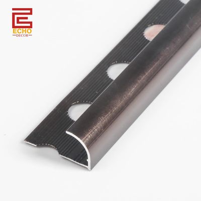 Dark Brown Wall Tile Edge Strip Finishing Aluminium Round Edge Tile Trim 2.5m