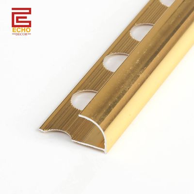 Decorative Polished Gold Rounded Alu Tile Trim 12mm For Corner Finishing