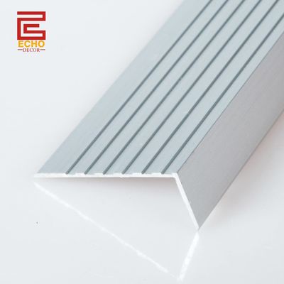 Matte Silver Aluminium Stair Nosing Trim for Vinyl Flooring