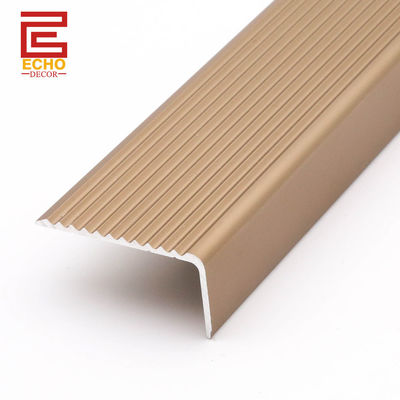 Aluminium Vinyl Stair Nosing Trim Profiles Anti Slip Stair Tread Trim Molding
