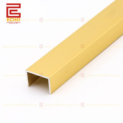 Decorative Tile Edging Matte Gold U Shape Aluminum Tile Trim 2.5