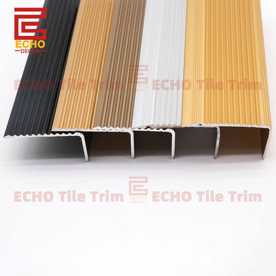 Decorative Black Metal Stair Nosing Trim Non Slip Vinyl Stair Nose Molding