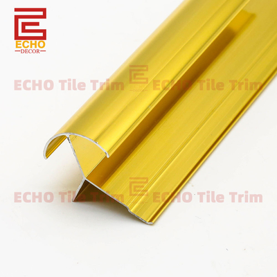 Aluminum Gold Tile Trim 2.5m Double Edge Rounded Corners