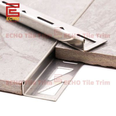 12mm Polished Metal Straight L Shape  Edge Tile Trim On Floor And Wall
