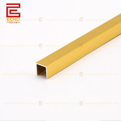 Bathroom 10mm U Shaped Gold Aluminum Tile Trim Between Tile To Tile